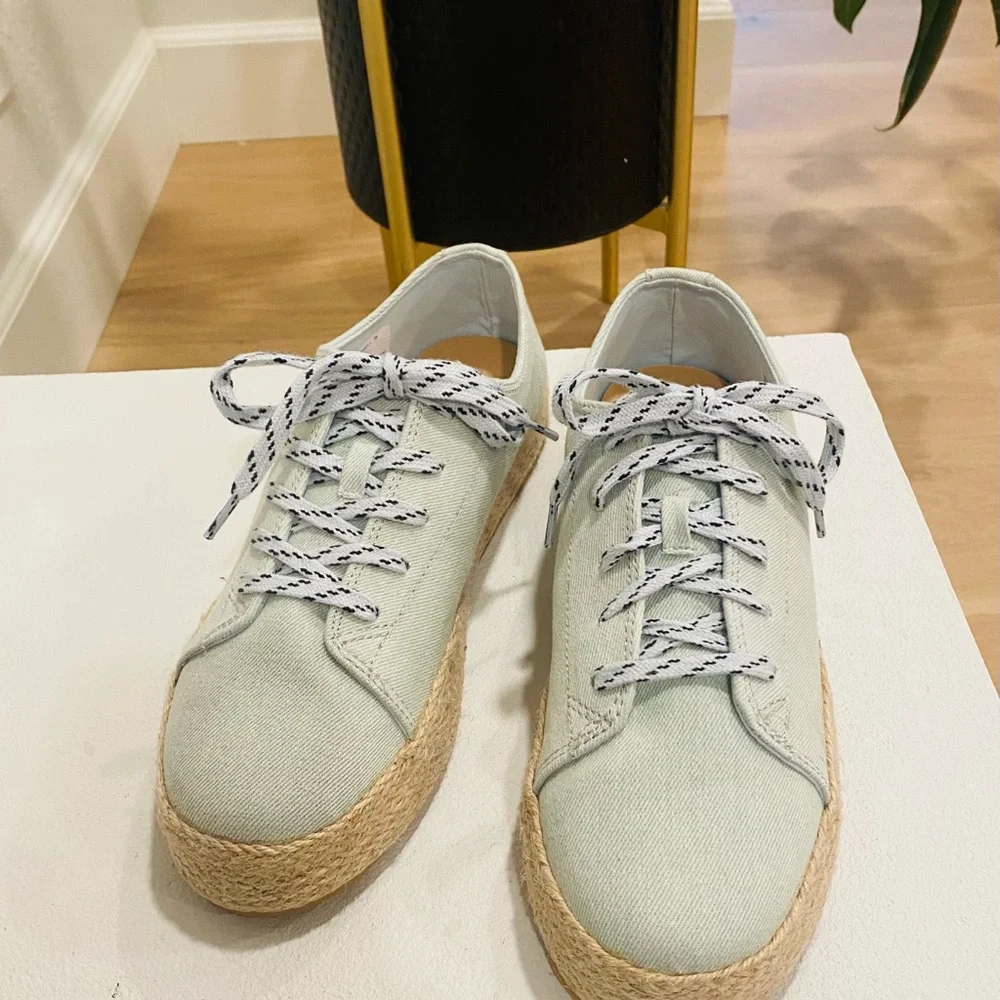 New Madden 9M Teal Cannes Lace Up Platform Espadrille Sneakers